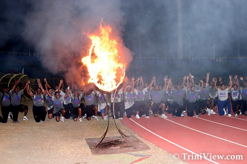 The lit Special Olympics emblem