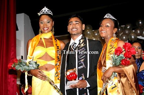 LEFT: Miss Tourism TT Queen Yolandra John, Mr. Manhunt 2007 winner Aneil Sonar and Ms. Tourism TT 2007 Shevaugn Pollard
