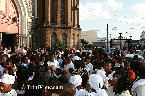 Family and friends outside the Cathedral