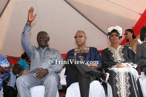 Ghanaian President John Agyekum Kufuor with Prime Minister Patrick Manning and his wife Hazel
