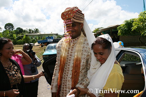 Groom is welcomed by the bride's family