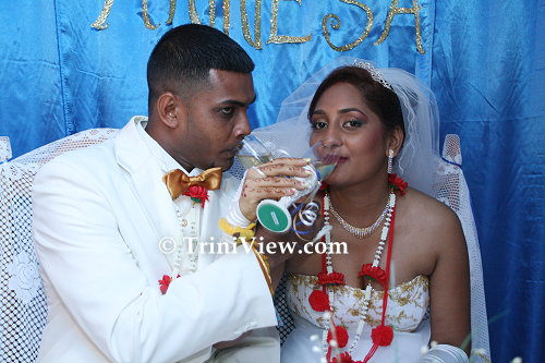 Bride and Groom toast