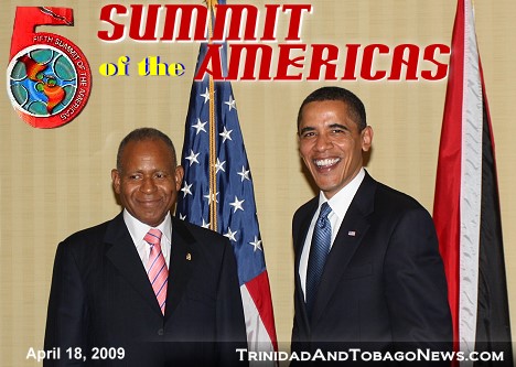 Prime Minister of Trinidad and Tobago Patrick Manning and the President of the United States Barack Obama