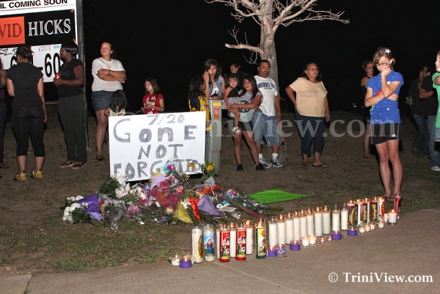 Makeshift memorial dedicated to the victims of the shooting spree