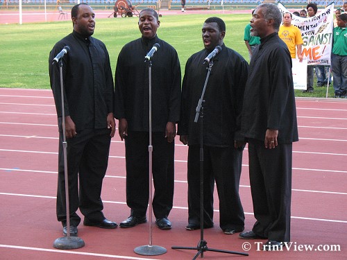 National Anthem being sung by the Lydian Singers quartet