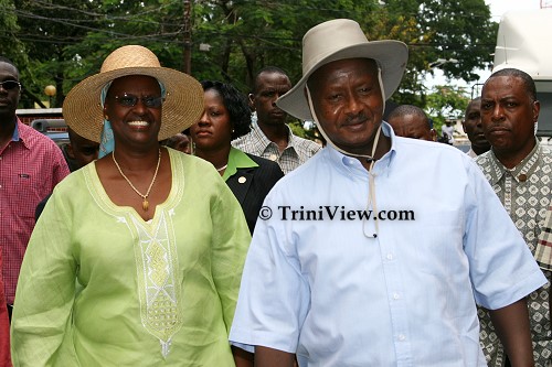 Guest of honour Ugandan President Yoweri Museveni and his wife Janet