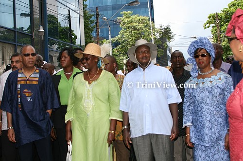 T&T Prime Minister Patrick Manning, Janet Museveni, Ugandan President Yoweri Museveni and Hazel Manning