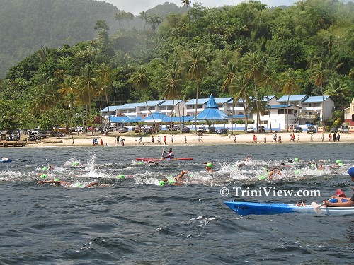 View of the junior swimmers at Maracas Bay