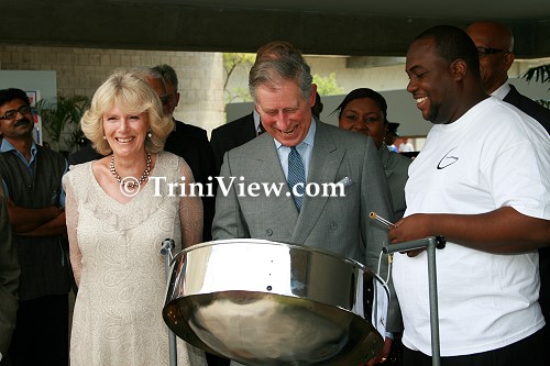 Prince Charles attempts to play the Steelpan