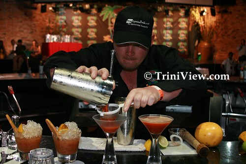 Competitor Robert Wood prepares drinks