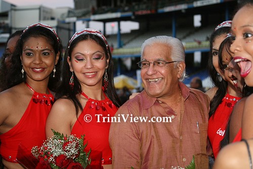 Former Prime Minister Basdeo Panday and Digicel models