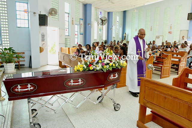 Augustin Noel funeral service at the St. Peter's R.C. Church in Carenage