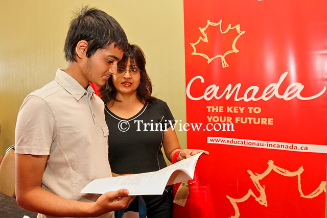 Angela Reyes and her son Aaron Reyes at the 2014 College Fair