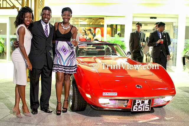 Guests having fun outside the art gala