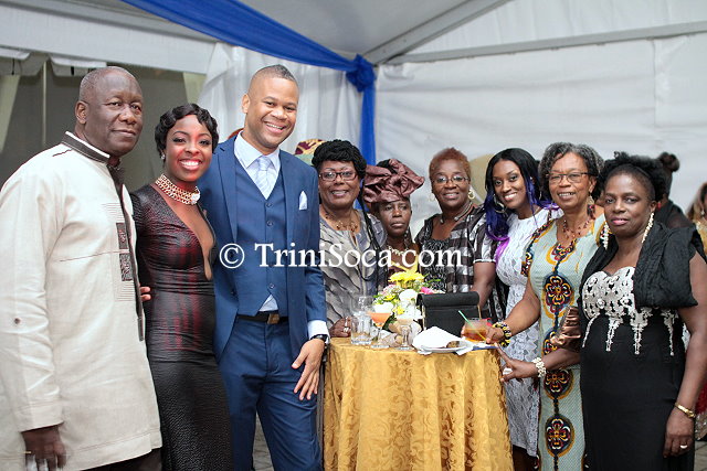 A group of calypsonians and guests at the president's annual calypso reception