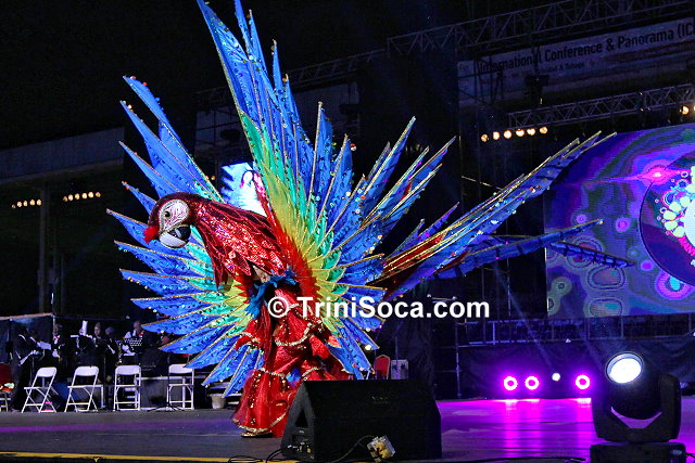 Junior Queen of Carnival 2015, Cyan Lue Sue portrays her winning costume, Scarlet Macaw - Treasure of Nariva