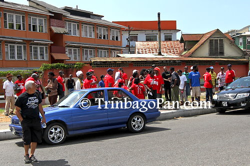 Fans and members of Despers gather on Picadilly Street for the band's victory motocade