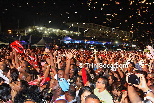 Thousands of patrons at the Hasely Crawford Stadium for the Machel Monday concert