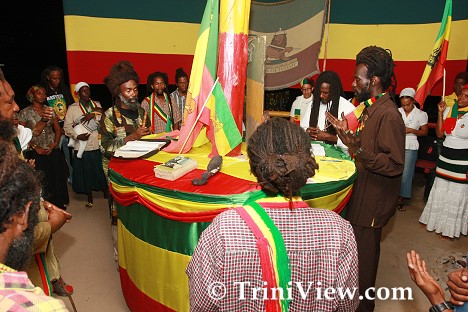 Rastafarians give praise to Jah in the tabernacle