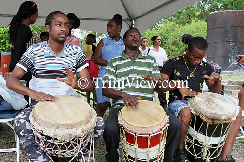 Drummers perform a ceremonial drum welcome on Nelson Island
