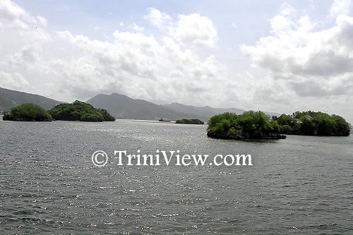 View of the five islands which lie west of Port of Spain in the Gulf of Paria