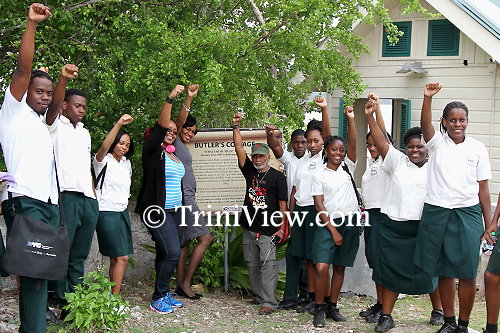 Students and teachers from the New Butler Associate College with Clive Nunez