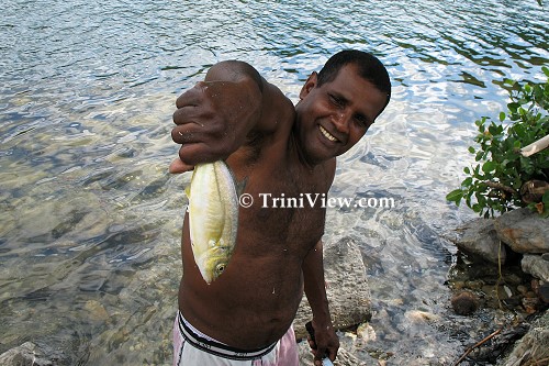 Showing the fish caught at Chaguaramas