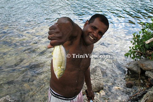 Showing the fish caught at Chaguaramas