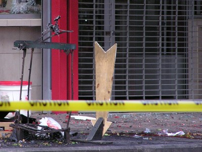 Destroyed Bin at the scene of the Explosion
